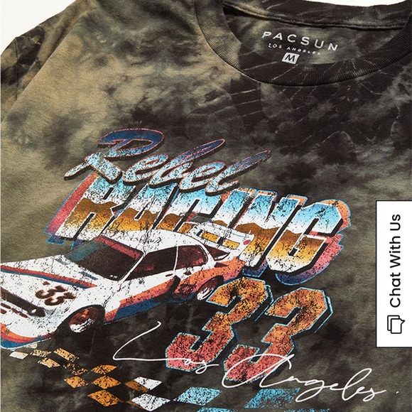 NWT PacSun Rebel Racing Crystal Wash T-Shirt - Picture 2 of 4